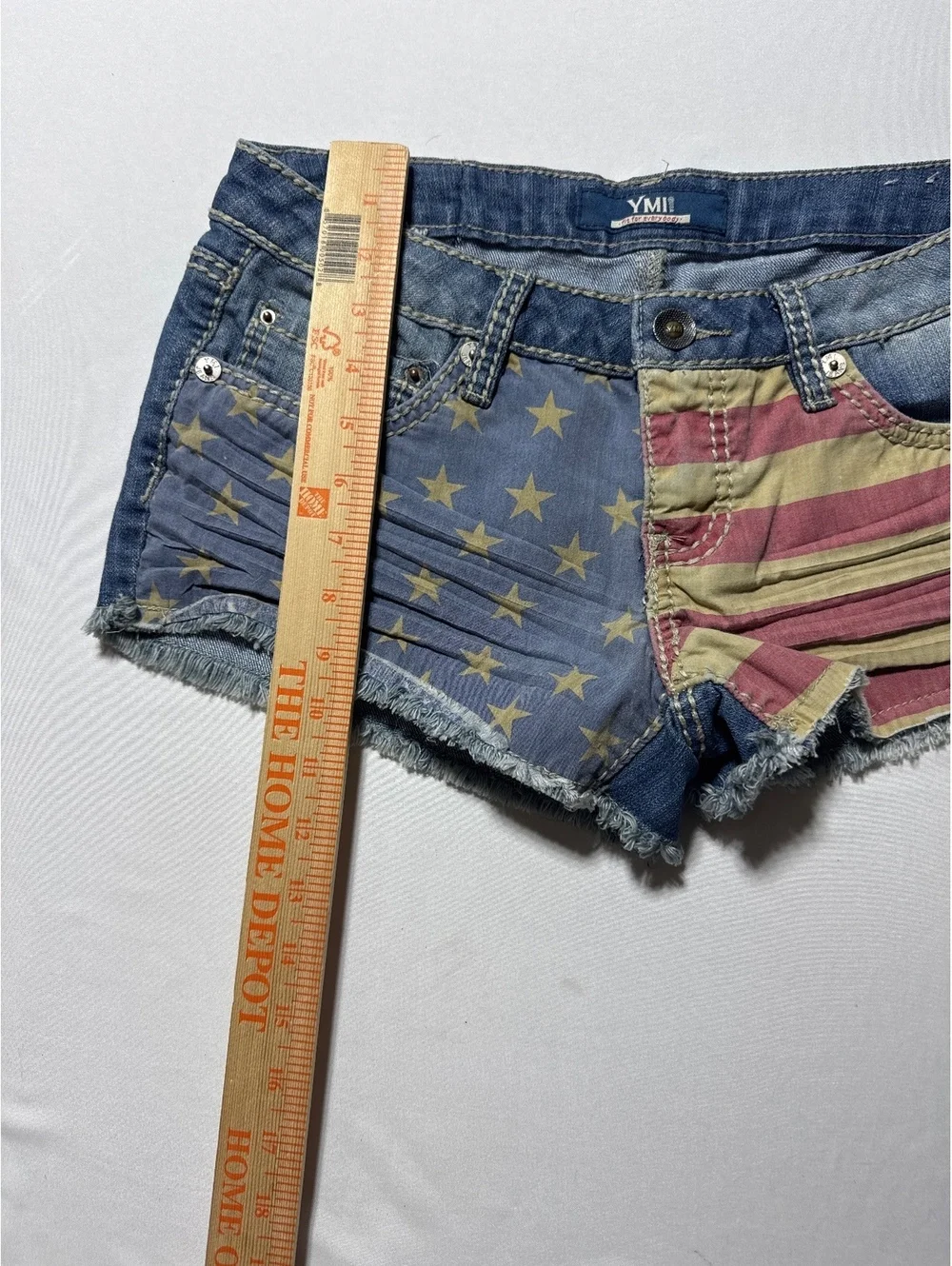 YMI Denim Shorts with USA Flag Print Size 7 - Stars, Stripes